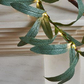 Hairui Lighted Wall Hanging Olive Tree with Timer 3.5FT 140 Warm White LED Fairy Lights, Vine Garland with Lights for Home Room Fireplace Wall Window Christmas Decoration Inside Outside