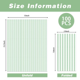 100 Pcs Sage Green and White Striped Paper Napkins - Disposable Sage Green Striped Dinner Napkins for Bathroom Wedding Holiday Bridal & Baby Shower Party Supplies