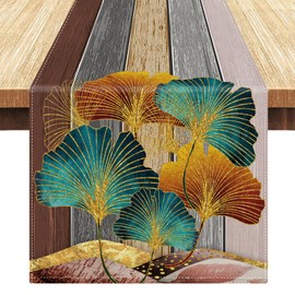 LRartdeco Table Runner Grey 40 x 140 cm Table Runner Brown Grey Wood Look Table Runner Country House Style Tablecloth Decoration Runner Table Linen for Party Wedding Restaurant Living Room Table