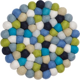 myfelt Fritz Topfuntersetzer, Schurwolle, Bunt, Ø 20 cm, bis 300 ° hitzebeständig