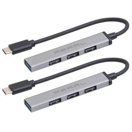 PEARL USB3 Hub: Set of 2 USB-C Hub with 4 Ports, 1 x USB 3.0, 3 x USB 2.0, up to 5 Gbps (Passive USB Hub, Multiport Hub, Hard Drive Adapter)