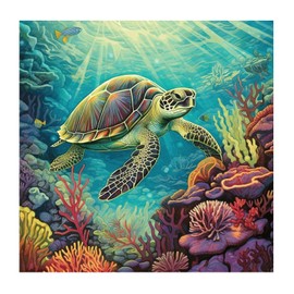 Nautical Beach Ocean Theme Underwater Turtle Doors Home Decor Wall Sticker Murals Under The Sea Octopus Crab Fish Self-Adhesive Home Decals for Teen Room Bedroom Restaurant Doors Vinyl 28in