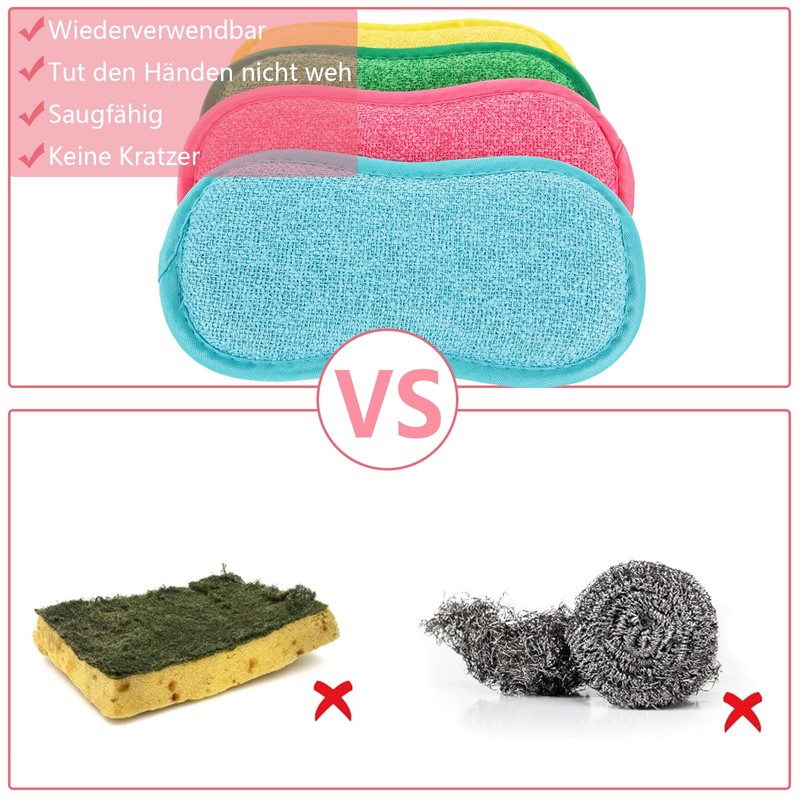 Pack of 12 Washable Colourful Kitchen Sponge Cleaning Sponge Double