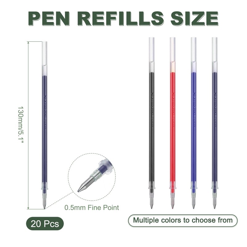 M&G Gel Pen Refills 0.5mm Fine Point, 20 Pack Quick
