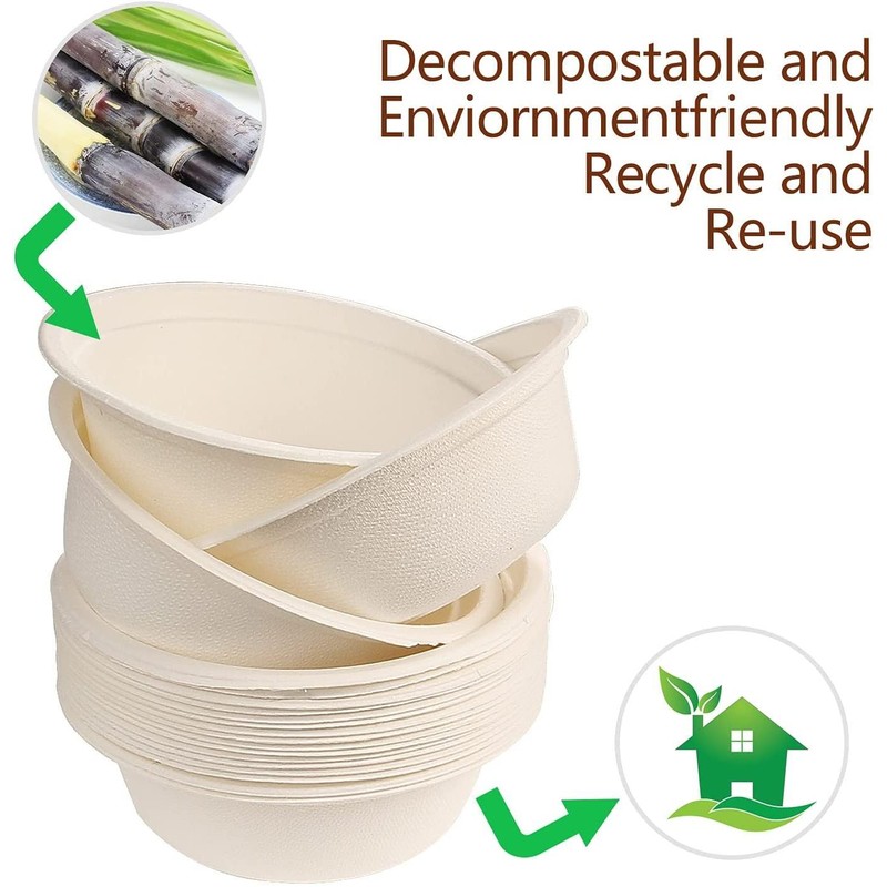 ECONX 50pc 6inch 12oz Compostable Biodegradable Paper Bowls Eco Friendly