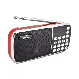 Sunflash Digital Sunflash Z-135 Rechargeable Mini AM/FM Radio +Bluetooth +USB/SD/AUX Red