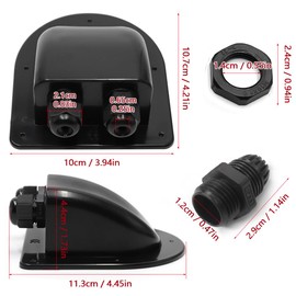 GOIYZTTR Pack of 2 Solar Cable Grommet Double Hole IP68 Solar Roof Guide 2-Way Waterproof ABS Photovoltaic RV Connection Box for Solar System Motorhome Caravan Boat (Black)