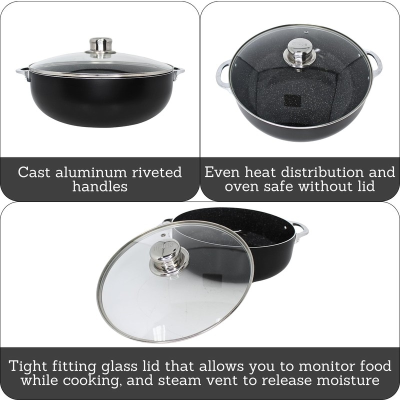 IMUSA 6.9Qt Bistro Ceramic Nonstick Caldero/Dutch Oven with Glass Lid,