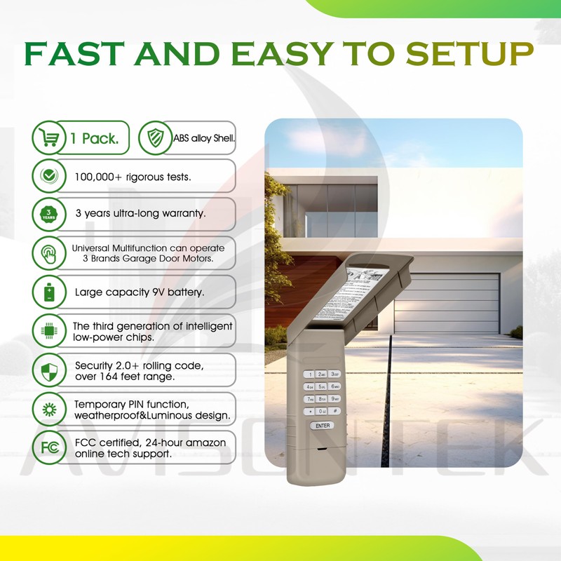 1 for 878MAX Universal LiftMaster Garage Door Opener Keypad 3-Year-Warranty