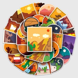 Pack of 50 Desert Cactus Stickers Car Laptop Phone Guitar Skateboard Motorcycle Bicycle Desert Cactus Stickers Set Vinyl Waterproof Aesthetic Stickers for Teenagers Children Adults