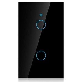 WiFi Touch Screen Switch Remote Switch with Highly Sensitive Touch Keys, Suitable for Alexa Google, SIRI Voice Control, 2-Way AC(Black)