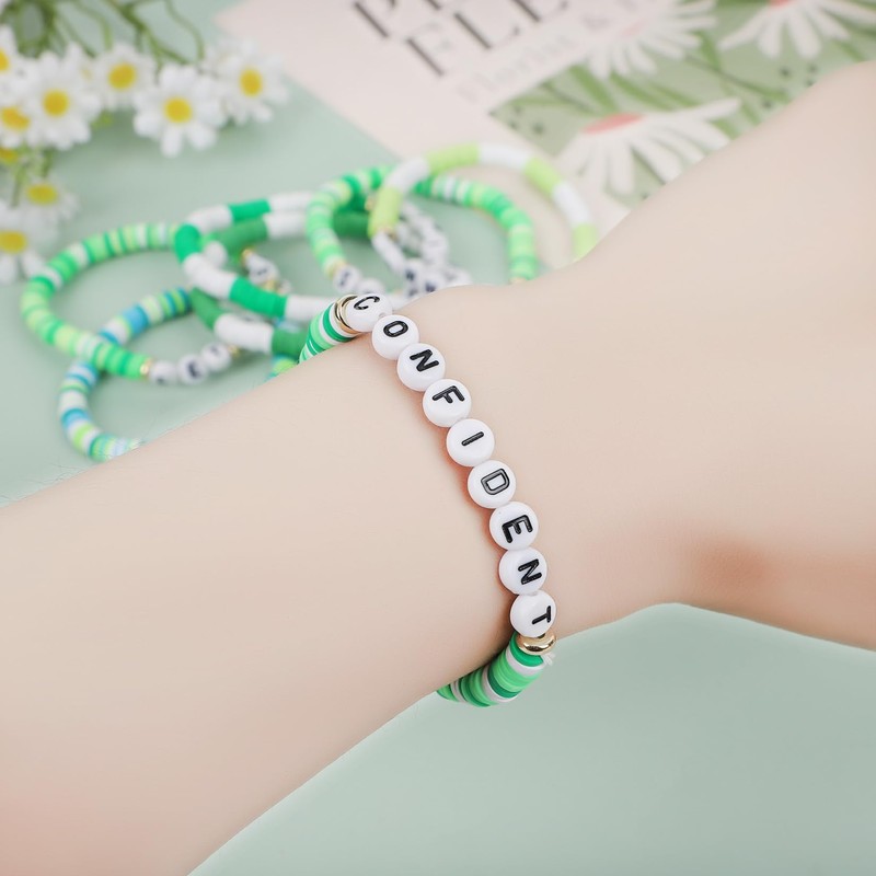 yongder Friendship Bracelets Heishi Surfer Stretch Stackable Preppy Clay Bead