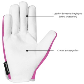 SAWANS Leather Gardening Gloves Ladies and Mens Thorn Proof Garden Gloves for Women and Men Ideal Gardening Gifts Durable Goatskin Work Gloves (M, Pink)