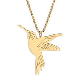 YINYA Stainless Steel Cute Hummingbird Necklace Pendant Bird Animals 18K Gold Jewelry for Women Girls Kids Charms Gifts Party Favors (Gold Plated)