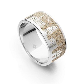 DUR Jewellery Unisex Ring Hamburg II Beach Sand Silver Rhodium-Plated 925 Silver (R4996), Silver, No Gemstone