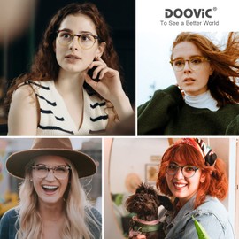 DOOViC 4 Pack Blue Light Blocking Reading Glasses for Women Contrast Color Design Stylish Readers 3.50 Strength