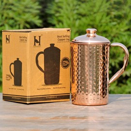 HealthGoodsIn - Pure Copper Hammered Water Jug | Copper Pitcher for Ayurveda Health Benefit