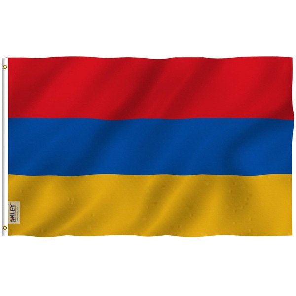 Anley Fly Breeze 3x5 Feet Armenia Flag - Vivid Color and Fade Proof - Canvas Header and Double Stitched - Republic of Armenia Flags Polyester with Brass Grommets 3 X 5 Ft