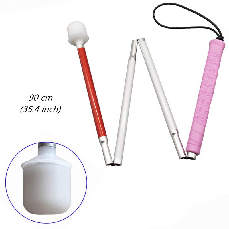 Folding White Cane, Aluminum Mobility Cane for Vision Impaired and