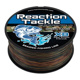 Reaction Tackle Braided Fishing Line - 8 Strand Green Camo 15LB 500yd
