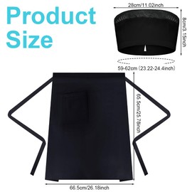 DiULi Cooking Apron, 2 Waiter's Apron for Men and Women with Hat Pockets, Large Short Chef Aprons 66.5 x 65.5 cm, Apron for Cooking, Cleaning, Painting, Gardening, Waiter's Apron Black Pack of 2