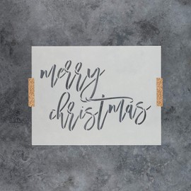 Merry Christmas Script Stencil - Reusable Stencils for Painting - Create DIY Merry Christmas Script Home Decor