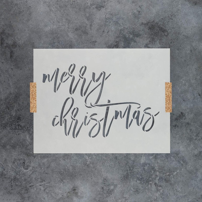 Merry Christmas Script Stencil - Reusable Stencils for Painting -