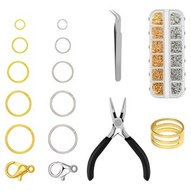 Jump Rings for Jewellery Making, 1443 Pieces Metal Open Rings, Jump Rings, Jewellery Making Rings with Jewellery Pliers, Tweezers, Jump Ring Opener for DIY Bracelets, Necklaces, Crafts