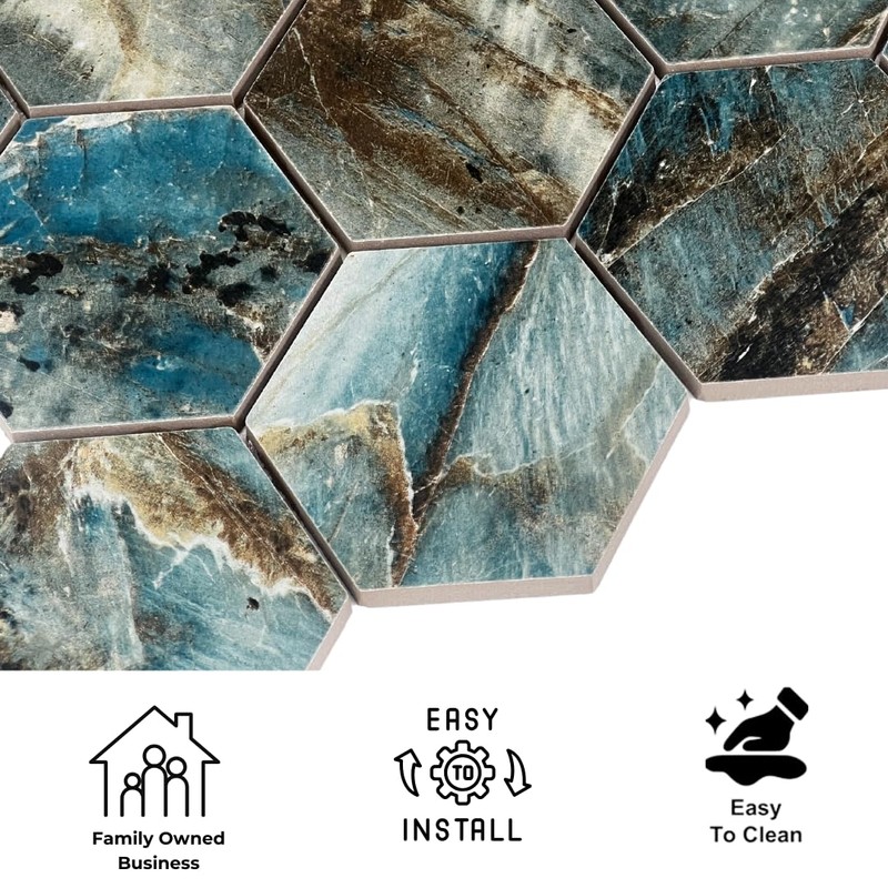 Tenedos HTC163 Green Emerald Hexagon Porcelain Mosaic Tile – Vibrant