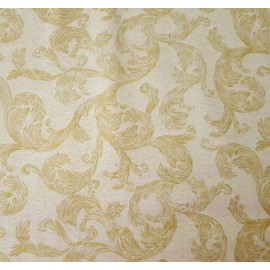 VIP Holiday Magic BTY VIP Metallic Gold Acanthus Leaf Light Tonal Tan Ecru