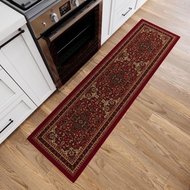 Ottomanson Hallway Runner Rug 1'10" x 7' Non Slip Oriental Area Rugs Easy to Clean Laundry Rug Runner Durable & Pet Friendly Floor Carpet Runners for Hallways Entryway Living Room Kitchen, Red