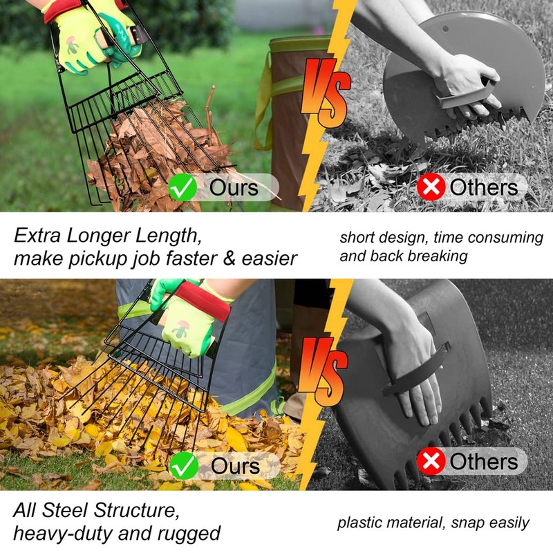 Colwelt Steel Leaf Scoops and Claws, Rugged Leaf Scoop for