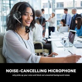 Wantek USB Headset with Microphone for PC Laptop,Teams Office Work Headset with Noise Cancelling & In-Line Control,3.5mm/USB/Type-C Plug 3-In-1 Headphones,2 M Length Wired Headset,Binaural