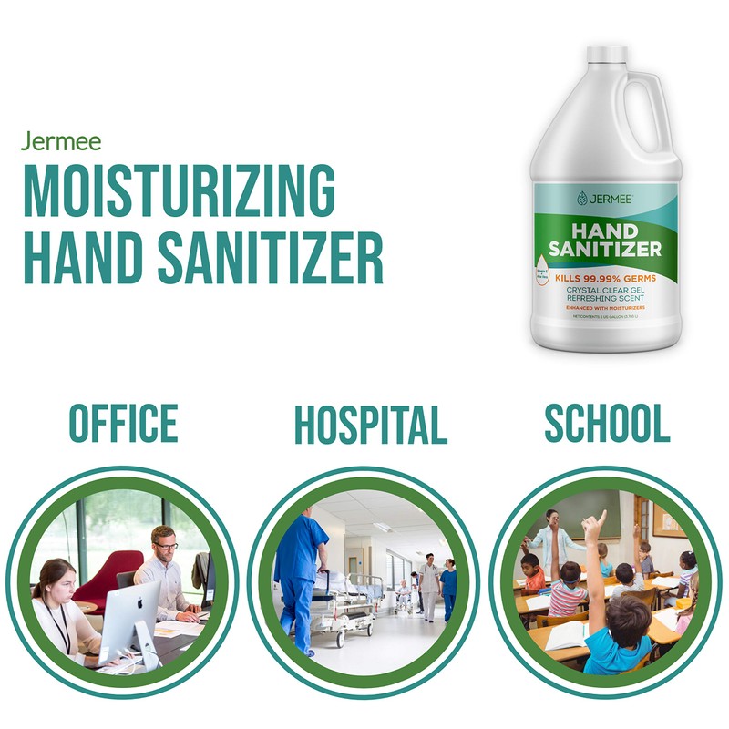 JERMEE Moisturizing Hand Sanitizer Gel, 70% Alcohol - Kills 99.99%