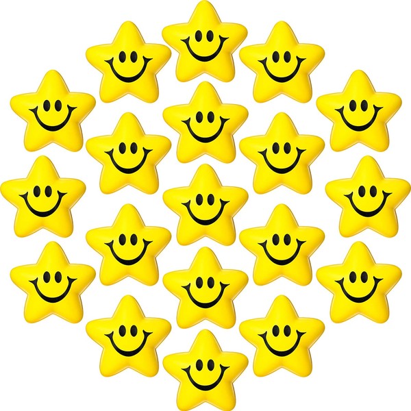 20 Pieces Star Smile Face Stress Balls Star Mini Foam Smile Ball Smile Face Toys Mini Stress Relief Star Smile Balls for School Carnival Reward, Student Prizes, Party Bag Fillers (Delicate Style)