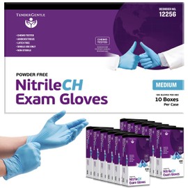 TenderGentle Blue Nitrile Gloves Medium - Case of 1000 Chemo Gloves for Medical Facilities and Hospitals - Disposable Medical Gloves