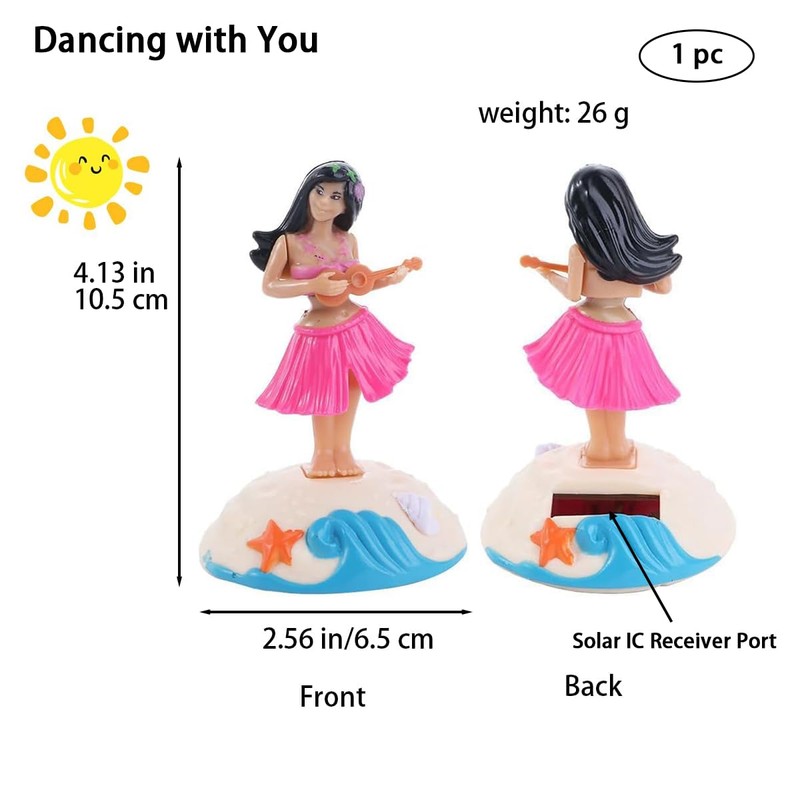 Sndperiexam 1 Pc Pink Solar Powered Dancing Figures Decoration -Hawaii