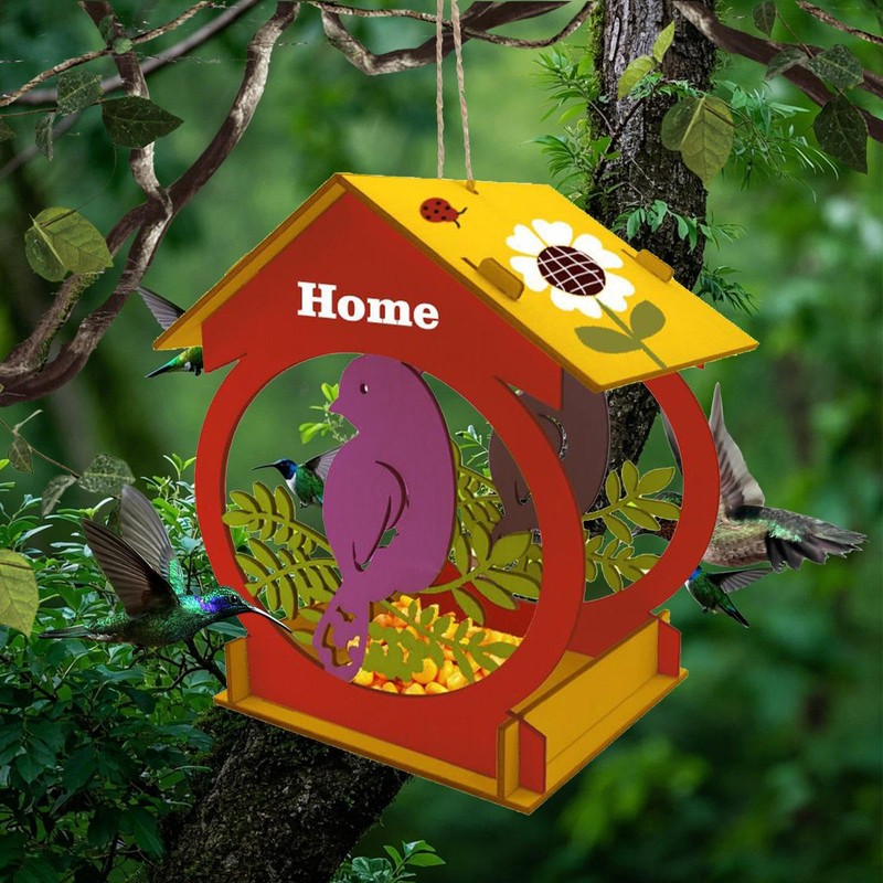 Bird Feeder - Wooden Bird Feeders for Outdoors - Decorative