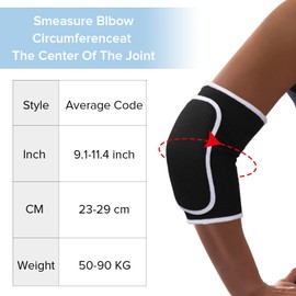 WLLHYF 1 Pair Elbow Pads with Thick Sponge Padding Breathable Elbow Wraps Arm Brace Support Fitness Tendonitis Support Strap for Children Children Men Women (2, Black)