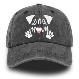 Cute Dog Mom Hat Adjustable Baseball Cap for Women Plain Unconstructed Washed Mother Ball Cap Vintage Distressed Mommy Trucker Hats Denim Baseball Caps Gifts for Pet Lover