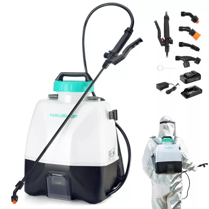 HAUSHOF 4 Gal Battery Powered Yard Sprayer Backpack Sprayer 4