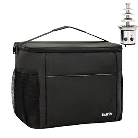 Chocolate Fountain Storage Bag, Compatible with Nostalgia 3/4-Tier Electric Chocolate Fondue Fountain Machine, Insulated Organizer with Adjustable Dividers for Fondue Fountain, Black (Bag Only)