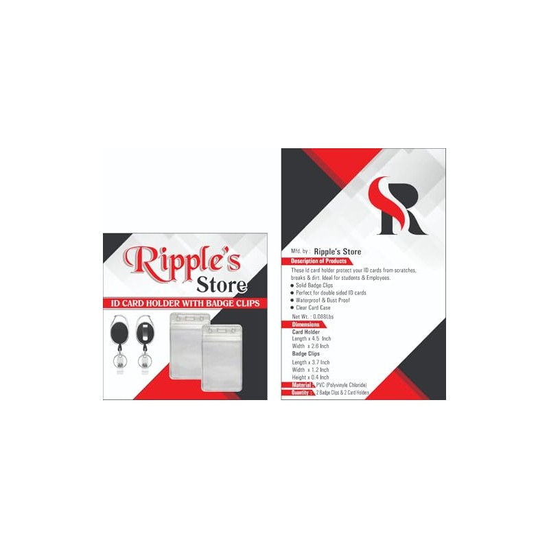 Retractable Badge Holder with ID Card Holder, Clear Vertical Badge