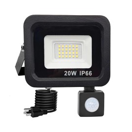 HANNAHONG Mini LED Motion Sensor Flood Light Outdoor,Slim Design PIR Motion Detector IP66 Waterproof Security Light for Garage Yard Patio Pathway Porch (20W)