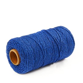2MM 100m Hand Craft Colorful Cotton Macrame Cord Rope Twisted String Rustic DIY (Blue)