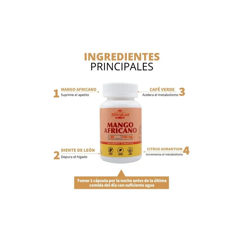 Mango Africano 30 Caps De 500 Mg Control De Peso