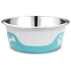 Thermocool Stainless Steel Dog Bowls, Non Slip, No Spill Insulated Dog Bowl, Keeps Food Warm & Water Cold for Dogs, Dishwasher Safe (Light Blue, Large 32 Oz)