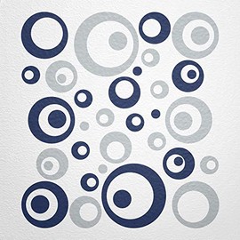 WANDfee® Wall Tattoo, Circles, Dots, 50 Stickers, Colour Choice For Children's Bedroom, Living Room, Hallway, Bathroom, Kitchen, Tile Stickers, grey