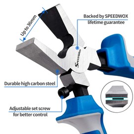 2 Piece Glass Breaker Pliers and Hammer Cutting Pliers Set with 2 Pairs Rubber Tips, Professional Glass Pliers, Blue