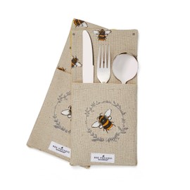 Cooksmart 2 Pack Cutlery Holder For Table | Cutlery Pouch For Dinner Table Perfect for Home or Restaurants | Tableware Cutlery Holder For Dining Table - Bumble Bees